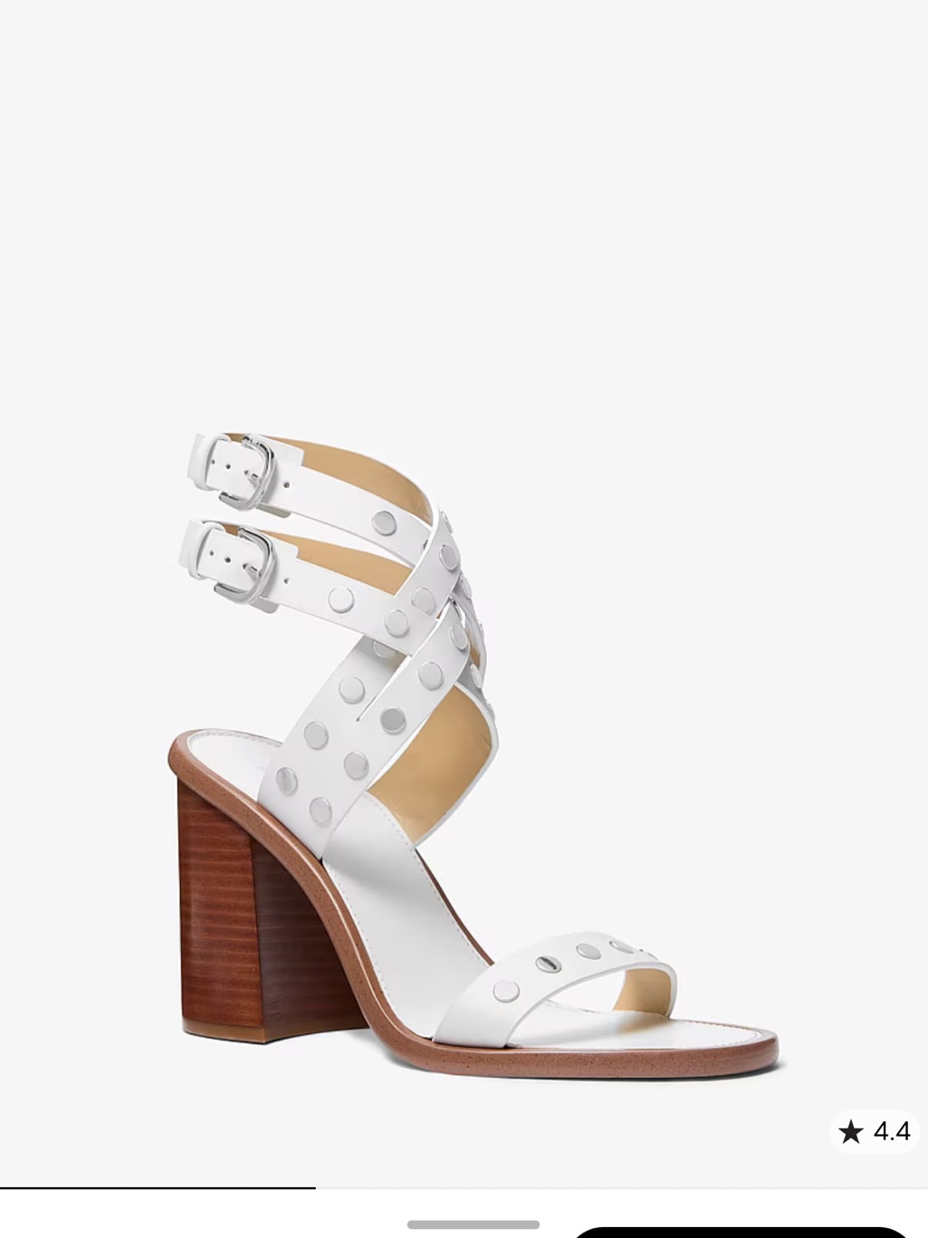Michael Kors Womenâs Irenestudded Leather Block Heel Sandal - White